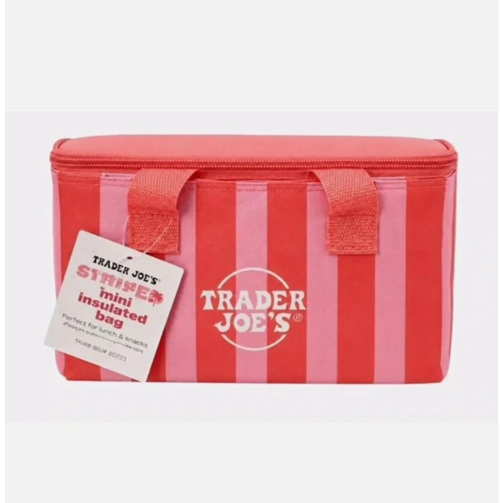 Trader Joe's Mini Insulated Bag 1.5 Gallon Pink Stripes NEW Summer 2026